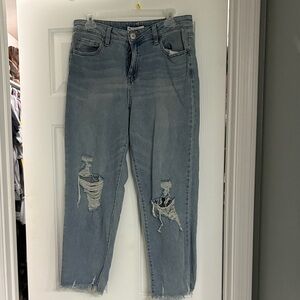 SO Light Blue Distressed Ankle Jeans